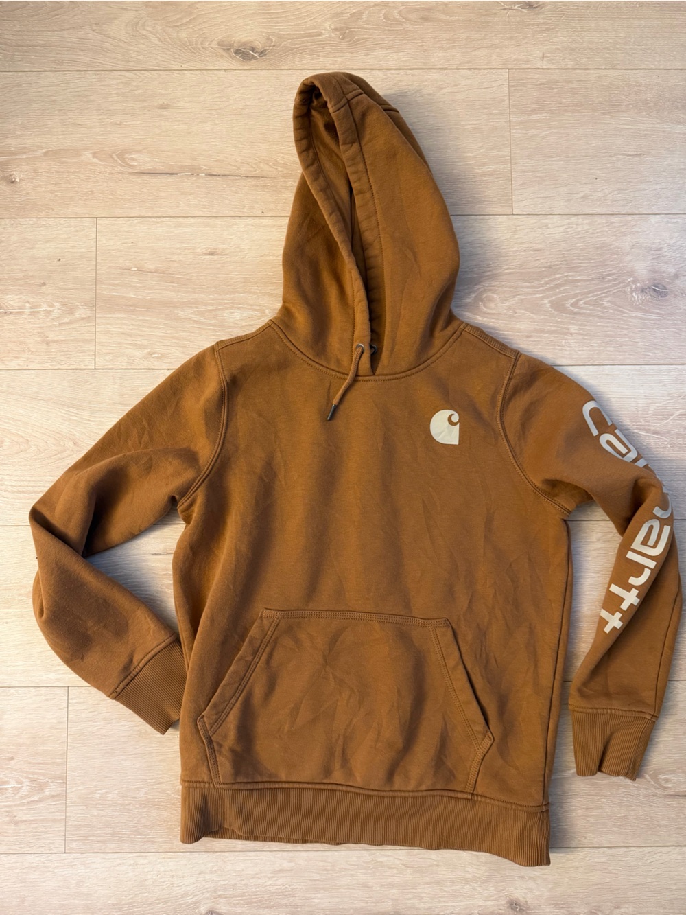 Carhartt Women's Midweight Sleeve Logo Pullover Hoodie - Carhartt Brown (Small)